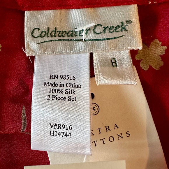 NWT Coldwater Creek 2-piece red silk dress ensemble - Picture 7 of 10